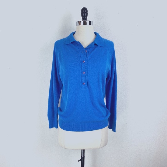 Vtg Designer Originals Blue Short Sleeve Sweater Pull-Over Pin-Up Girl M/L 38 - Picture 1 of 9